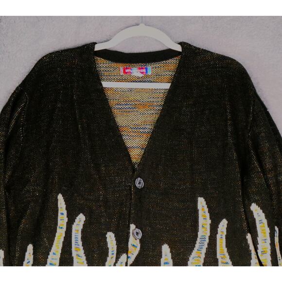 Urban Outfitters Cardigan Sweater Womens Medium Dark Gray Flame Oversized Boho - Picture 3 of 12